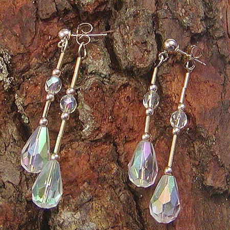 Double Dangle Front-and-Back Crystal Teardrop Earrings