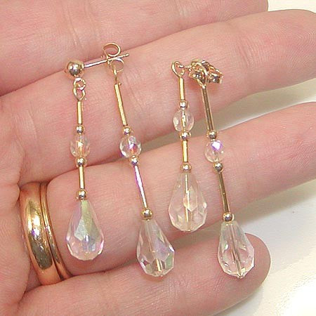 Double Dangle Front-and-Back Crystal Teardrop Earrings