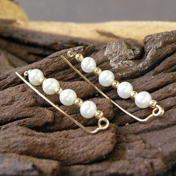 Freshwater Pearls 14kt Gold Filled Bridal Ear Climbers - Ear Sweep 13