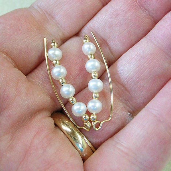 Freshwater Pearls 14kt Gold Filled Bridal Ear Climbers - Ear Sweep 13