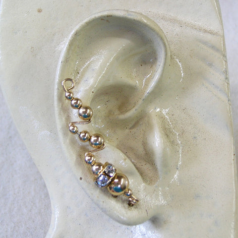 Gold Filled Fancy Beads Ear Crawlers - Ear Sweep 10