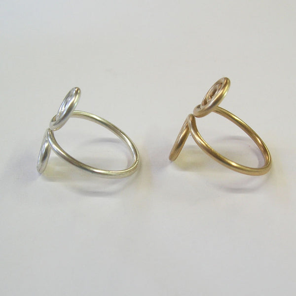 14kt Gold Filled & Sterling Silver Smooth Wire Adjustable Toe Rings - Set of Two