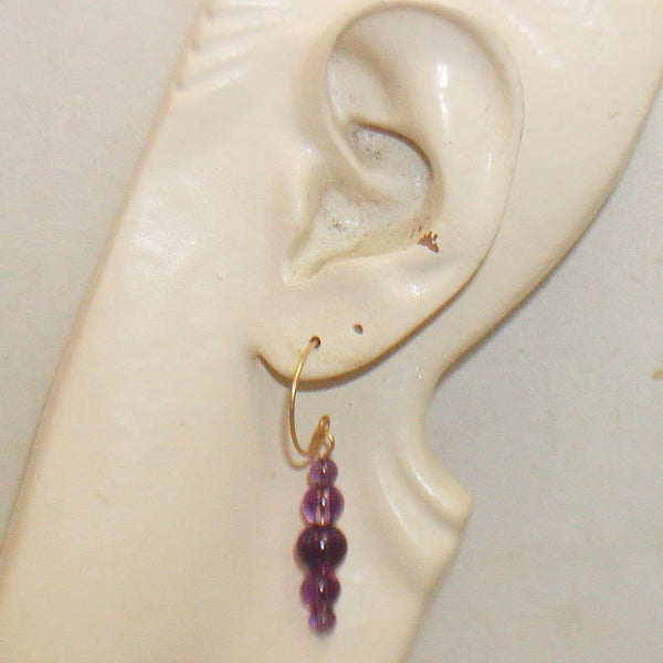 Amethyst Beads Graduated Dangle Earrings - February Birthstone