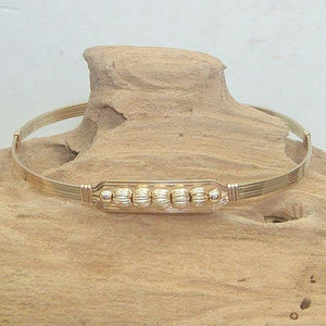 5 Little Beads Fluted Gold Filled Beads Wire Wrapped Bracelet