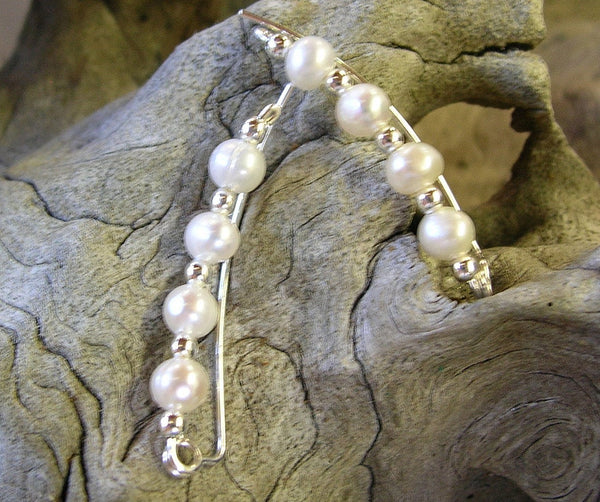 Freshwater Pearls Sterling Silver Wire Bridal Ear Climbers - Ear Sweep 13