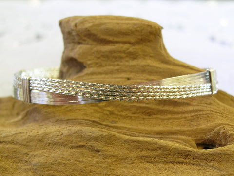 Crossover Sterling Silver Wire Wrapped Bracelet  SSSSTTTT