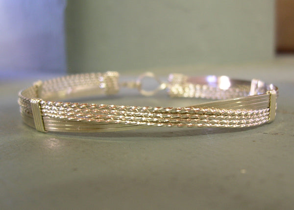 Crossover Sterling Silver Wire Wrapped Bracelet  SSSSTTTT