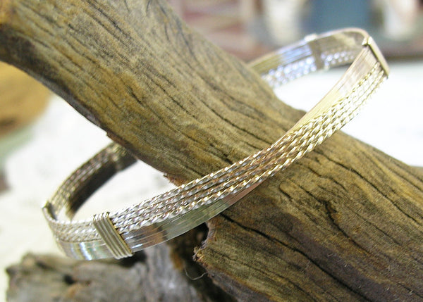 Crossover Sterling Silver Wire Wrapped Bracelet  SSSSTTTT