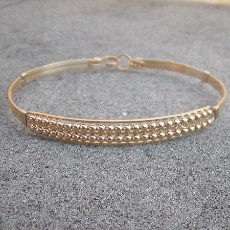 Double Row Tiny Gold Filled Beads Wire Wrapped Bracelet